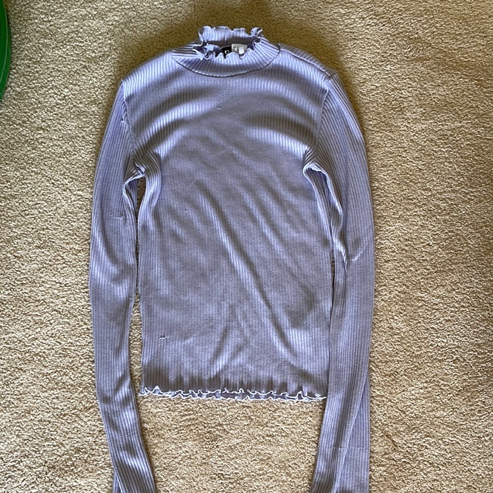 H&M Pastel Purple Ribbed Collared Long Sleeve